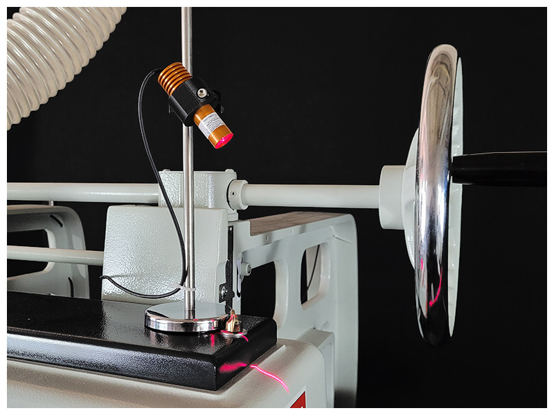 Optional laser unit 
20 MW laser to project the cutting line to achieve maximum potential yield from your material. A stand is included with the machine. Laser and holder are optional