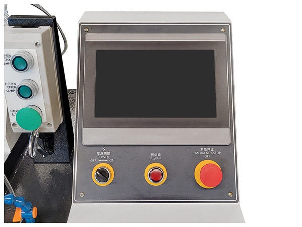 Touch Screen Interface 
User friendly touch screen control for entering workpiece parameters and program selection. Can program with the number of joints you desire or with the desired pitch.