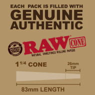 RAW Classic Pre-Rolled Cones 1 1/4 inch Size  32 pack of 6 Pre-Rolled Cones Retail Display