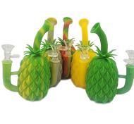 7" Silicone Pineapple Bong with glass flower bowl Assorted Colors