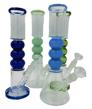 11.5" 3 Ball Neck Water Pipe/Bong | Assorted Colors | Comes with Flower Bowl | Assorted Straight and Beaker