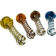 4" Ribbon Spun Hand Pipe with Frit Head | Assorted Colors