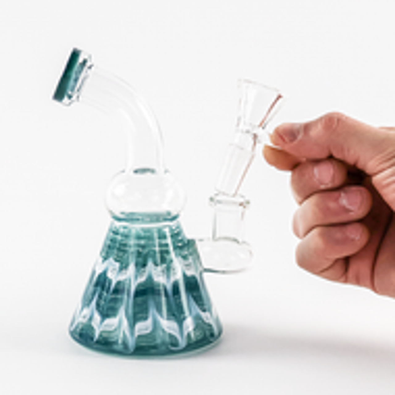 6" Wrap and Rake Bent Neck Hanger Bong/Rig | Comes with Flower Bowl | Assorted Colors