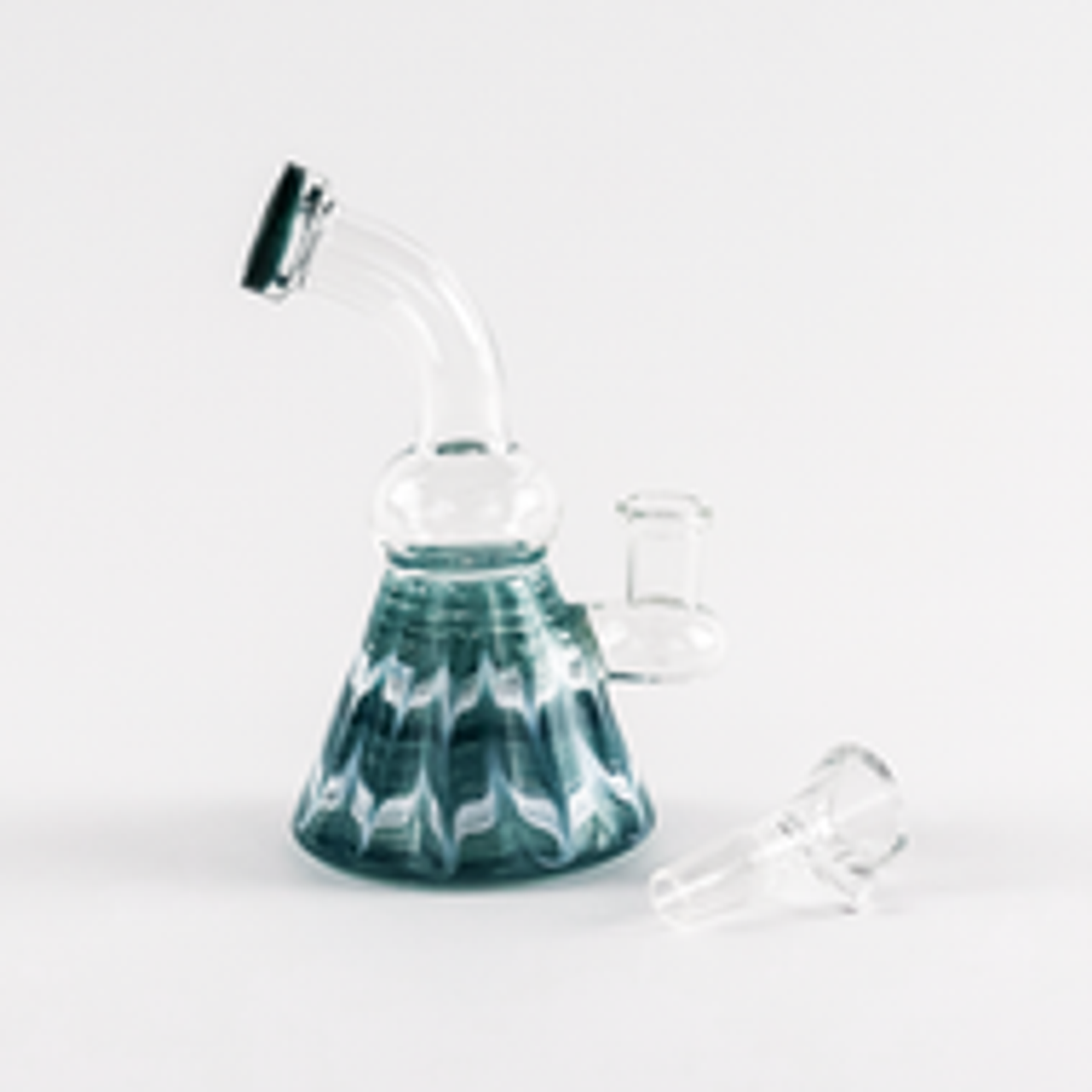 6" Wrap and Rake Bent Neck Hanger Bong/Rig | Comes with Flower Bowl | Assorted Colors