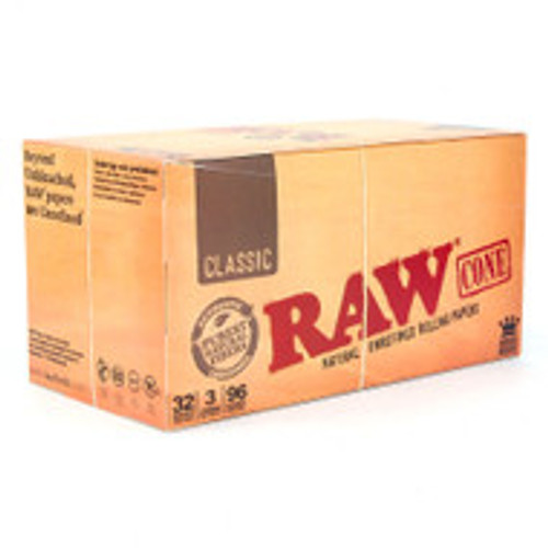 RAW Classic Pre-Rolled Cones - King Size 32 pk of 3 Pre-Rolled Cones