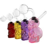 6" Double Skull Oil Burner Rigs | Assorted Colors