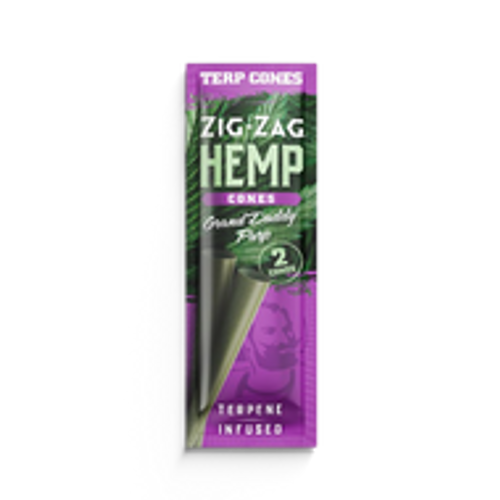 Zig-Zag Terpene Infused Hemp Cones | 15 Packs per Box | 2 Cones per Pack | Grand Daddy Purp