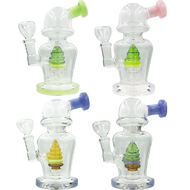 6" Slime Bell-Top Ribbed Perc Hanger Rig/Bong | Assorted Colors