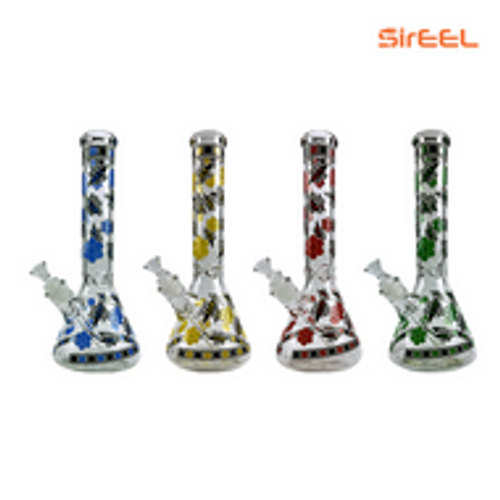 14" SirEEL HoneyBee Motif Beaker Bong with Flower Bowl | Assorted Colors 14" SirEEL HoneyBee Motif Beaker Bong with Flower Bowl | Assorted Colors