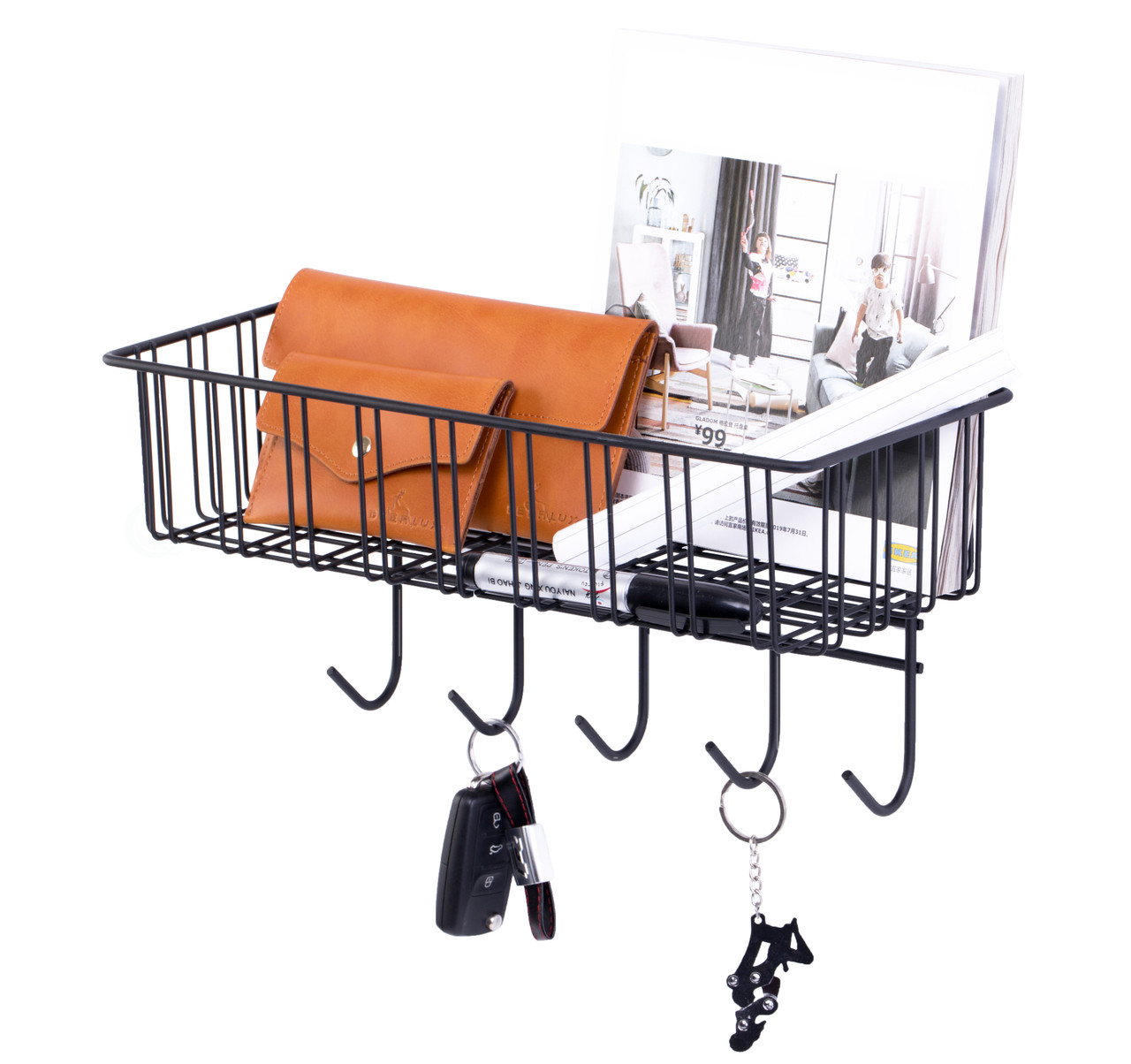 Buy Metal Wall Mounted Entryway Organizer Rack with Hooks Online at  Basicwise