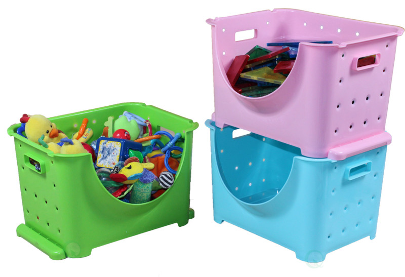 Plastic Stackable Storage Bins .