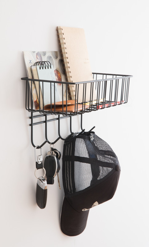 Metal Wall Mounted Entryway Organizer Rack With Hooks Basicwise Com