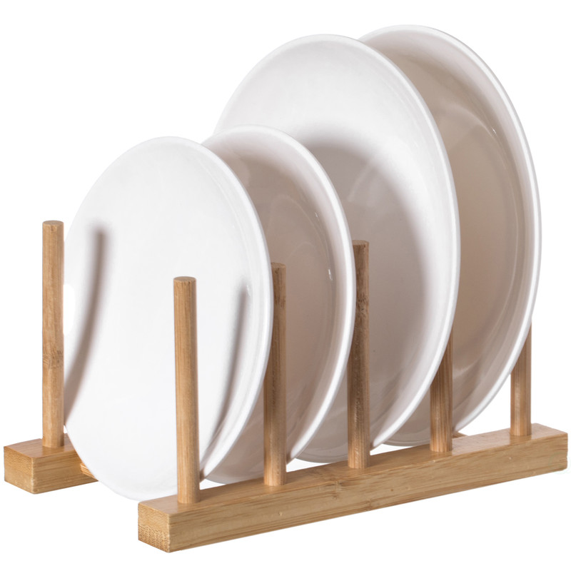 Basicwise Plastic Dish Rack with Drain Board and Utensil Cup