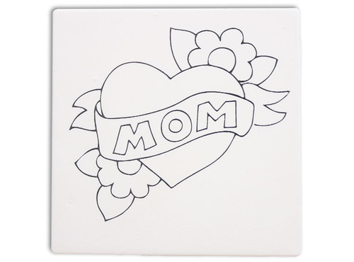 Mom Heart Party Tile  6in. /12 SPO | ceramicarts.com