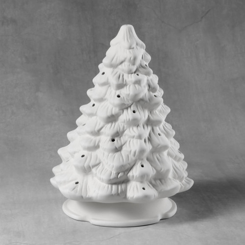 SEASONAL CHRISTMAS TREE, 9in. /4 SPO bisque| ceramicarts.com
