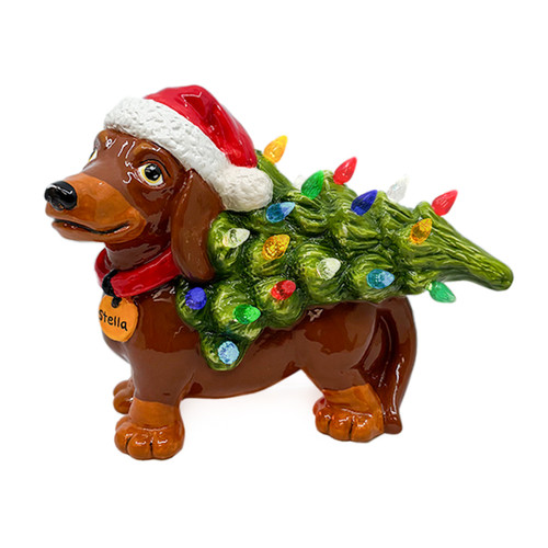 Dachshund with Tree Lantern | ceramicarts.com