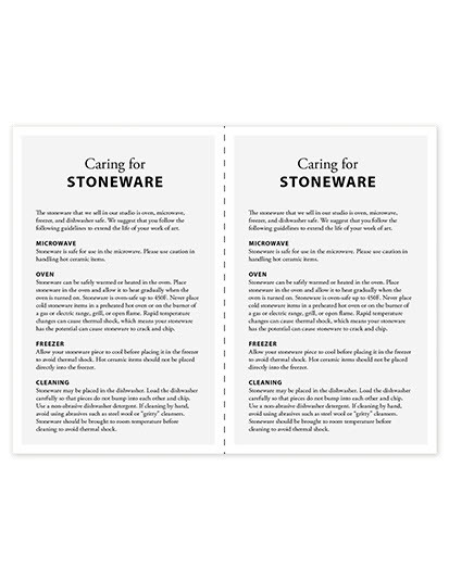 Stoneware Care Card