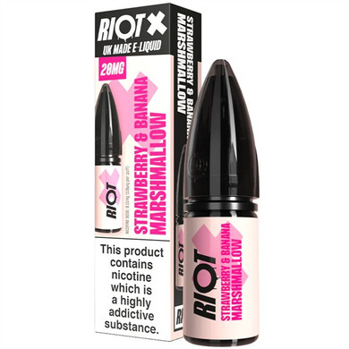 Strawberry & Banana Marshmallow Nic Salt E Liquid 10ml by Riot X