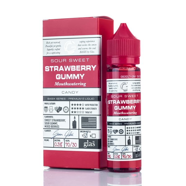 Strawberry Gummy E Liquid 50ml(60ml with 1 x 10ml nicotine shots to make 3mg) by Glas Basix