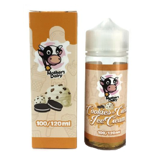 Cookies & Cream Ice Cream E Liquid 100ml by Mothers Dairy (Zero Nicotine & Free Nic Shots to make 120ml/3mg)