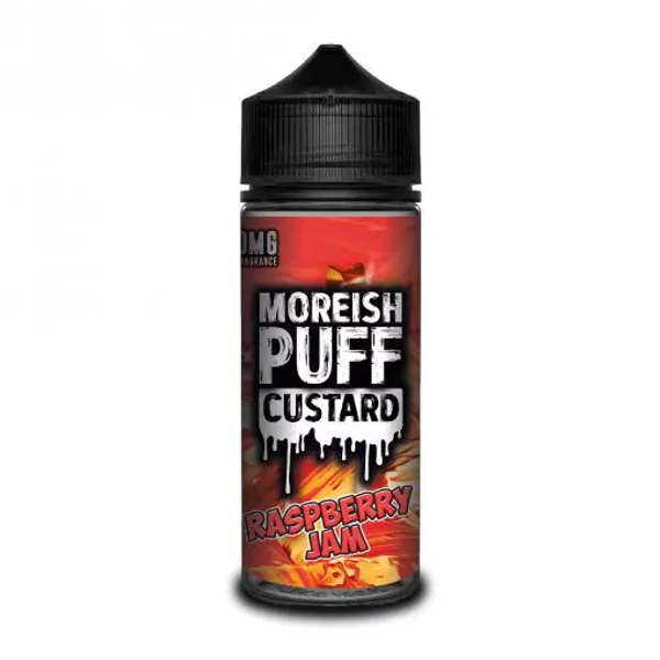 Raspberry Jam Custard E Liquid (Zero Nicotine & Free Nic Shots to make 120ml/3mg) by Moreish Puff