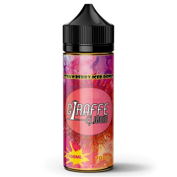 Strawberry Iced Donut E Liquid 100ml by Giraffe (Zero Nicotine & Free Nic Shots to make 120ml/3mg)