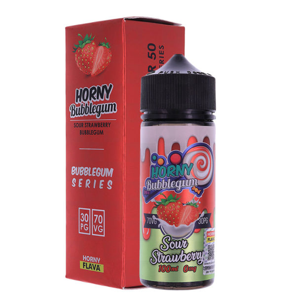 Sour Strawberry Horny Bubblegum E Liquid 100ml Shortfill by Horny Flava (FREE NICOTINE SHOTS)