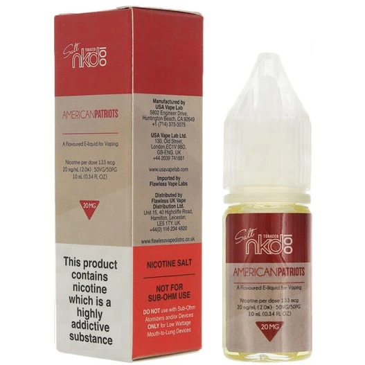 American Patriot Nic Salt E Liquid 10ml by Naked 100