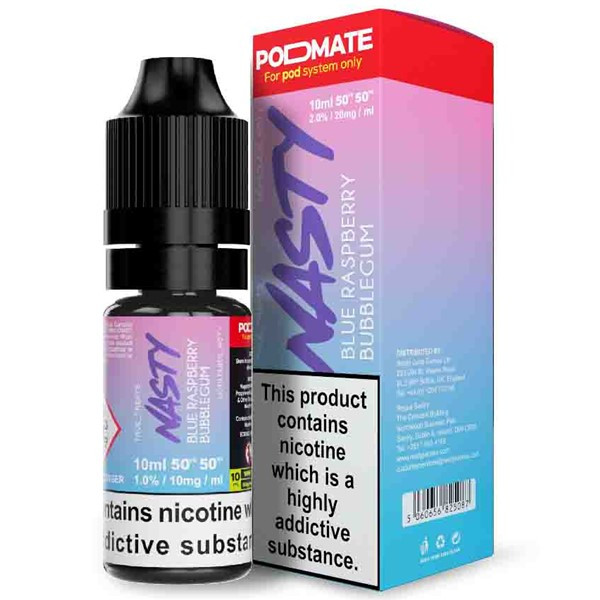 Blue Raspberry Bubblegum Podmate Nic Salt E Liquid 10ml By Nasty Juice