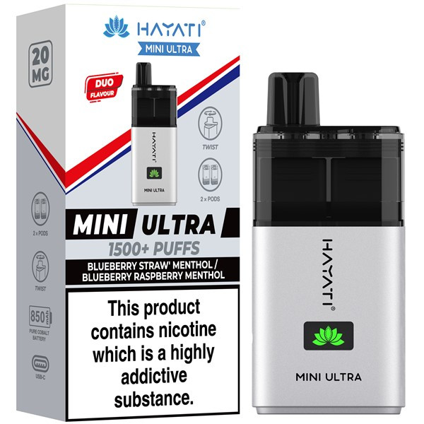 Blueberry Straw' Menthol Blueberry Raspberry Menthol Hayati Mini Ultra 1500 Pod Kit
