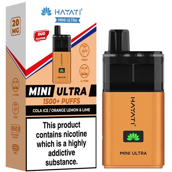 Cola Ice Orange Lemon & Lime Hayati Mini Ultra 1500 Pod Kit