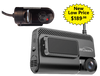 Dual-facing fleet dash camera with road-facing and driver-facing video monitoring for commercial vehicles
