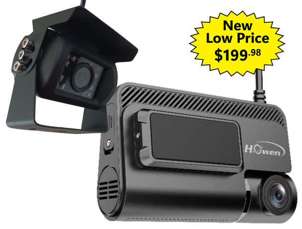 Rear-facing fleet camera and in-cabin dash cam system with GPS tracking for commercial vehicles
