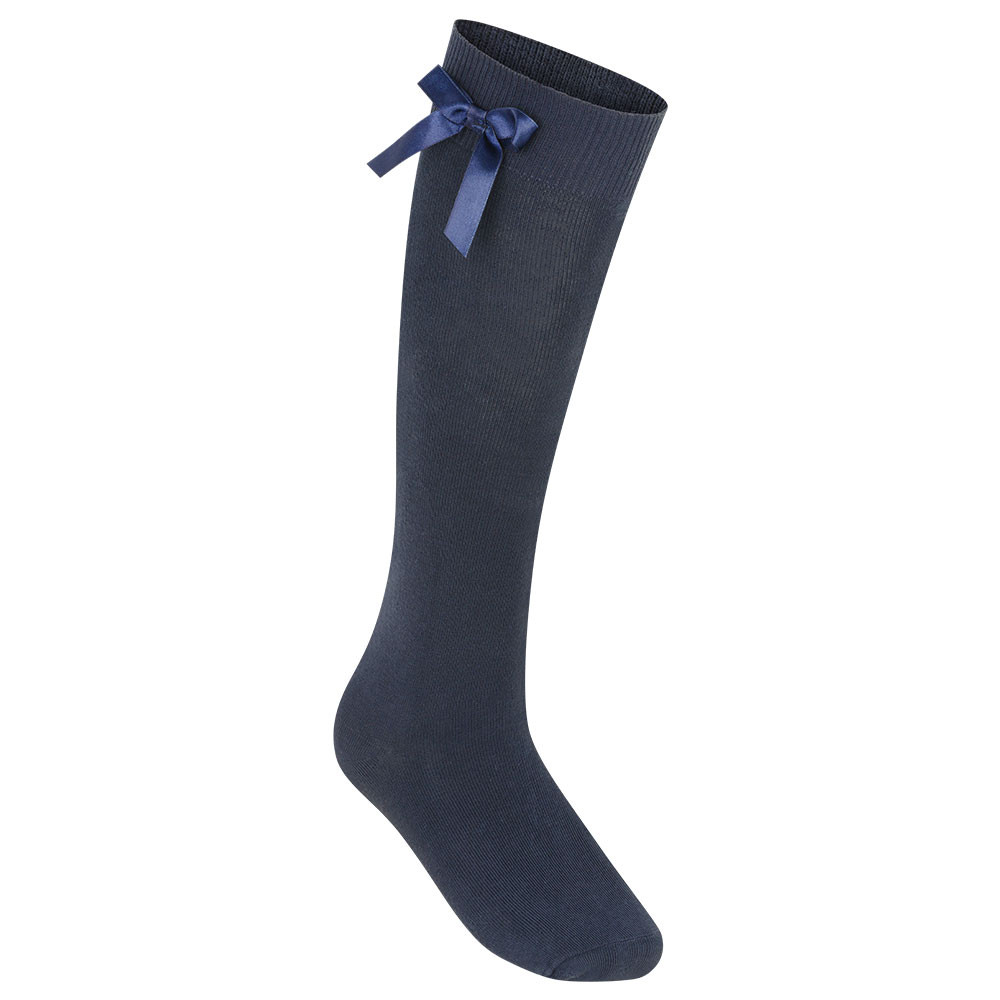 Navy Knee High School socks with bow Kiddie Boutique By Claire