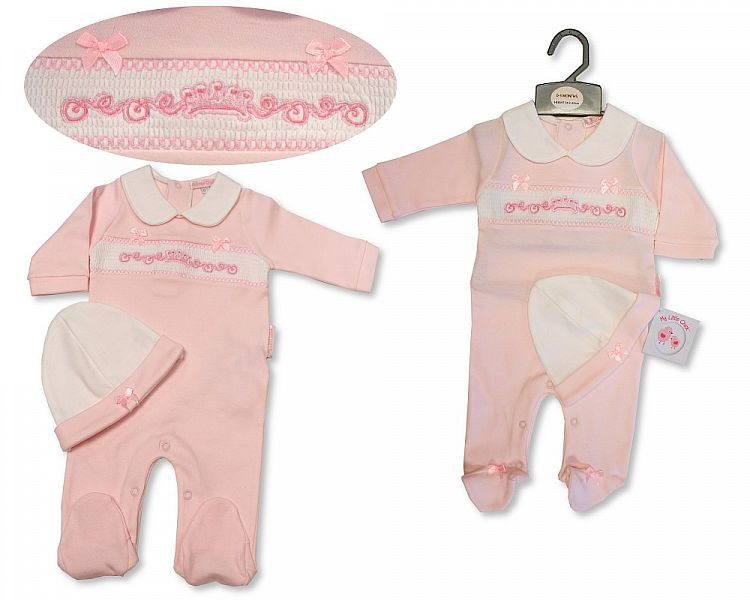 PINK CROSS EMB INFANT SET