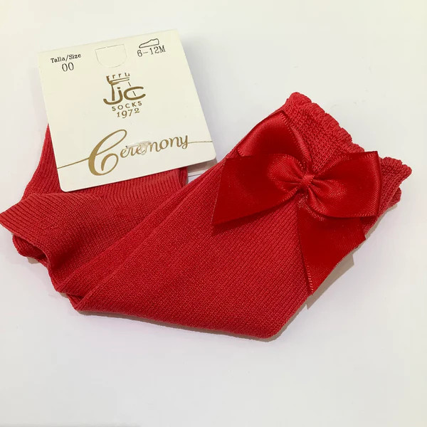 JC RED Single Bow Knee High school socks 55000 Kiddie Boutique By Claire