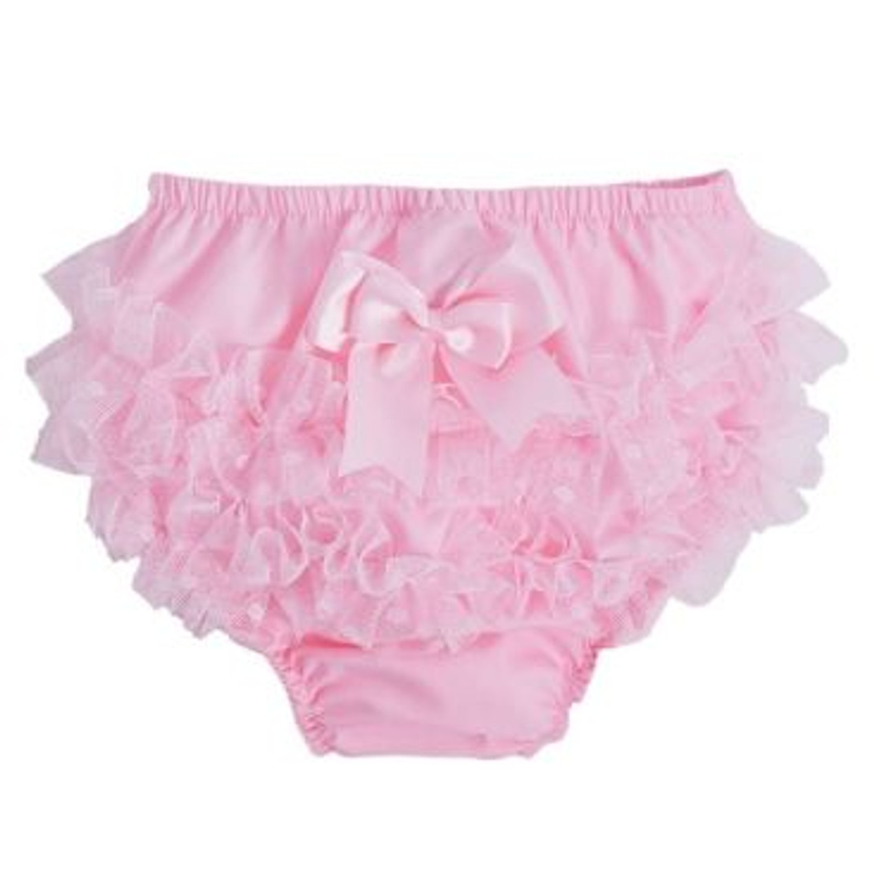 FP20 FRILLY PANTS with DOTTY LACE - PINK - Kiddie Boutique By Claire