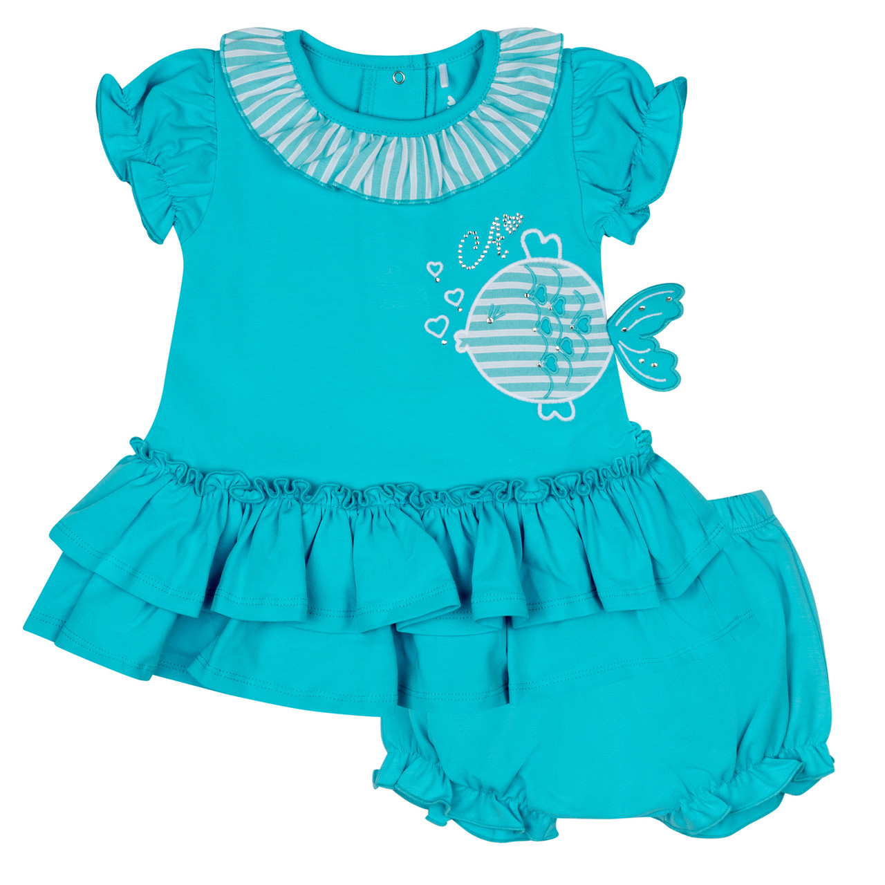 ワンピース FISH & KIDS / EMBROIDERY DRESS 2-3y Little A KIM Little Fish Dress LA24207 - Kiddie Boutique By Claire