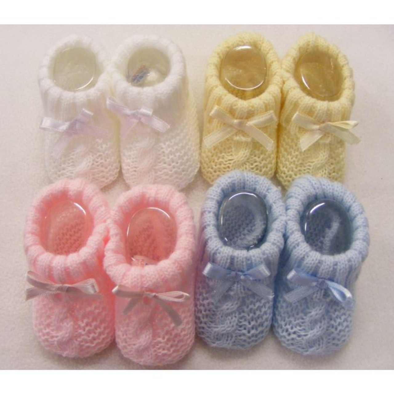 BABY BOOTIES KNITTED WITH BOW BT-116-354 Kiddie Boutique By Claire