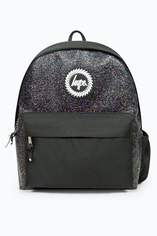 HYPE BLACK GLITTER BADGE BACKPACK Kiddie Boutique By Claire