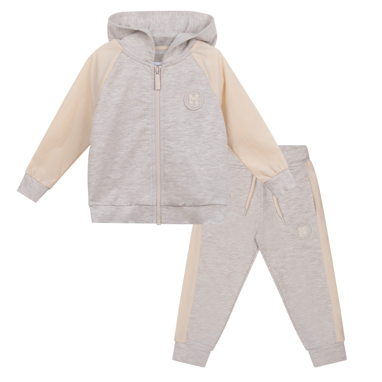 Mitch & Son ALBIE Beige Melange Zipper Tracksuit MS24404 - Kiddie