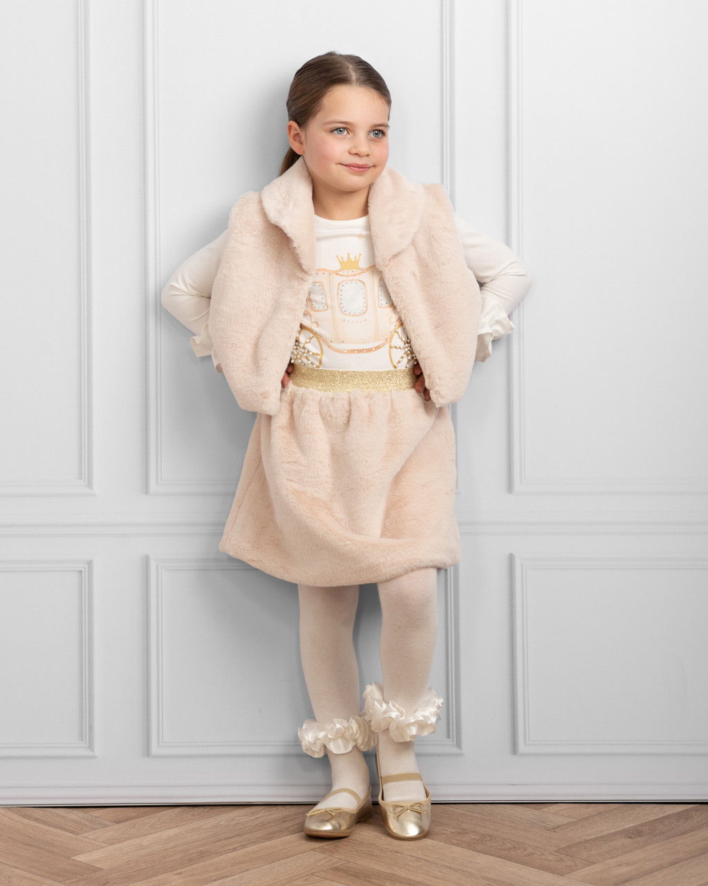 Caramelo Mink Piece Cosy Carriage Faux Fur Skirt Set 342247