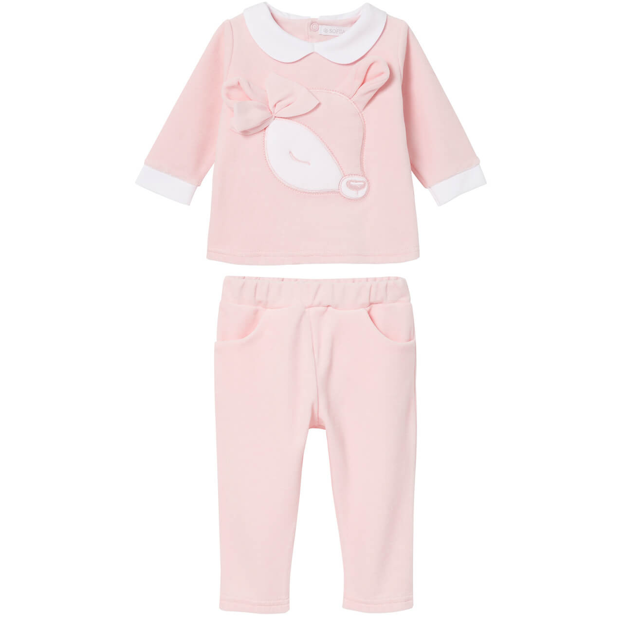 Sofija VELOUR TRACKSUIT CLOE PINK Kiddie Boutique By Claire