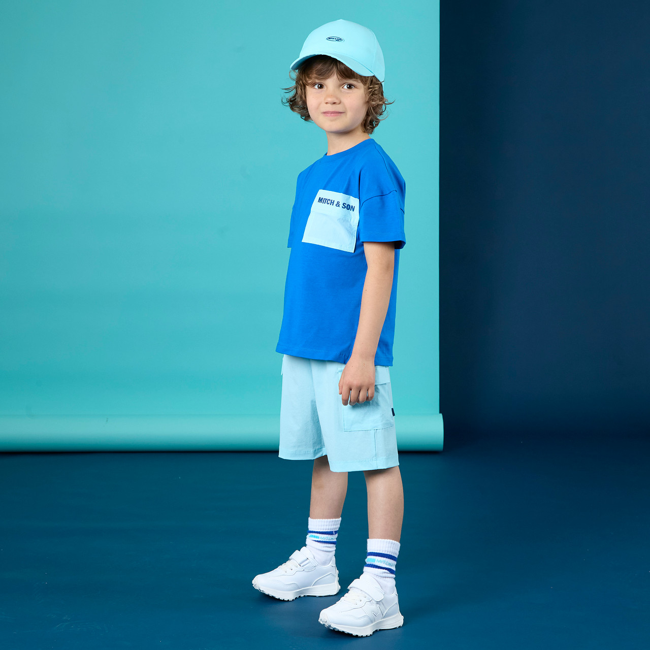 Mitch & Son HAMISH Nylon Cargo Shorts MS25314 Turquoise - Kiddie