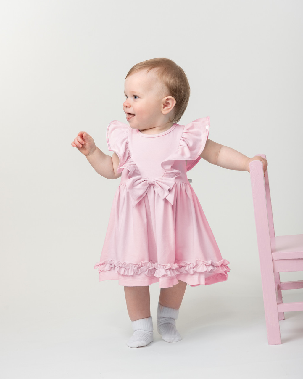 Caramelo Baby 342179 Pink Elevated Essentials Ruffle Dress