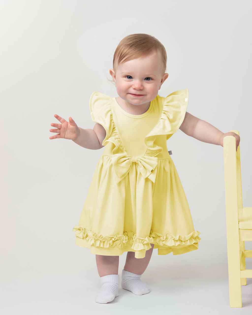 ナ*ツ様 Yellowpelota Suisse baby dress Caramelo Baby 342179 Lemon Elevated EssentialsRuffle Dress
