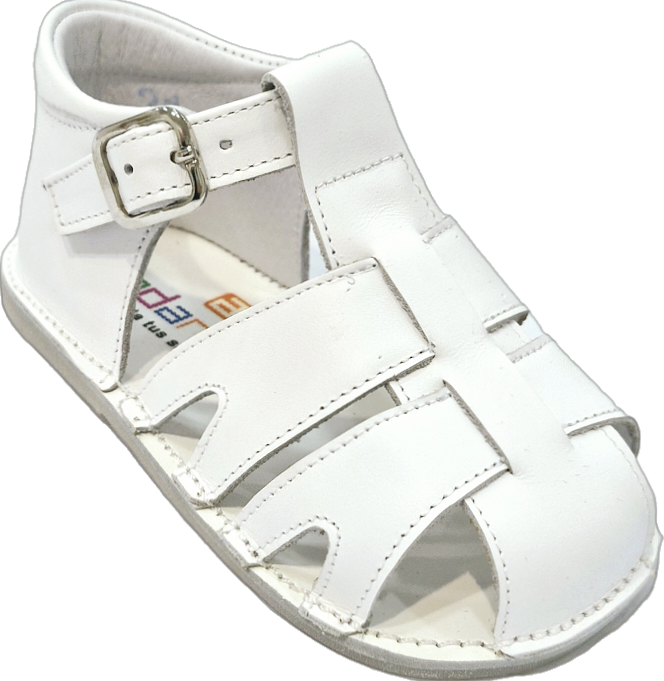 Andanines Boys' White Leather Gladiator Sandals with Buckle