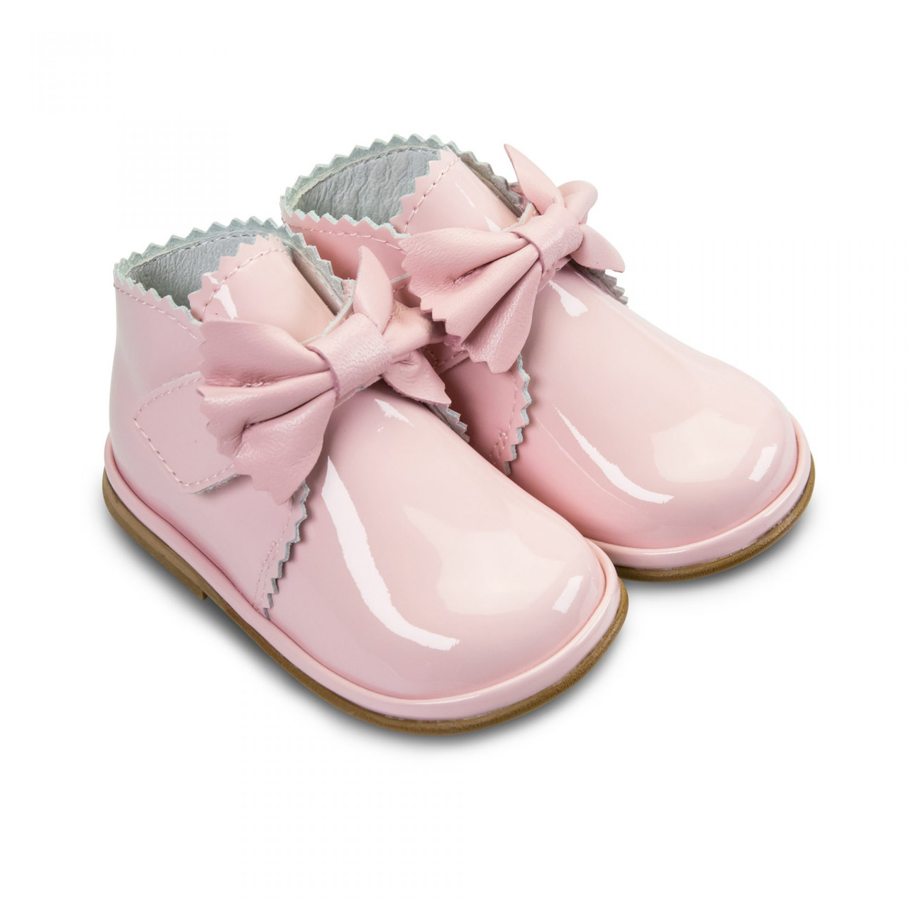 Borboleta Girls Sharon Pink Patent Boots with Front Bow – Hard