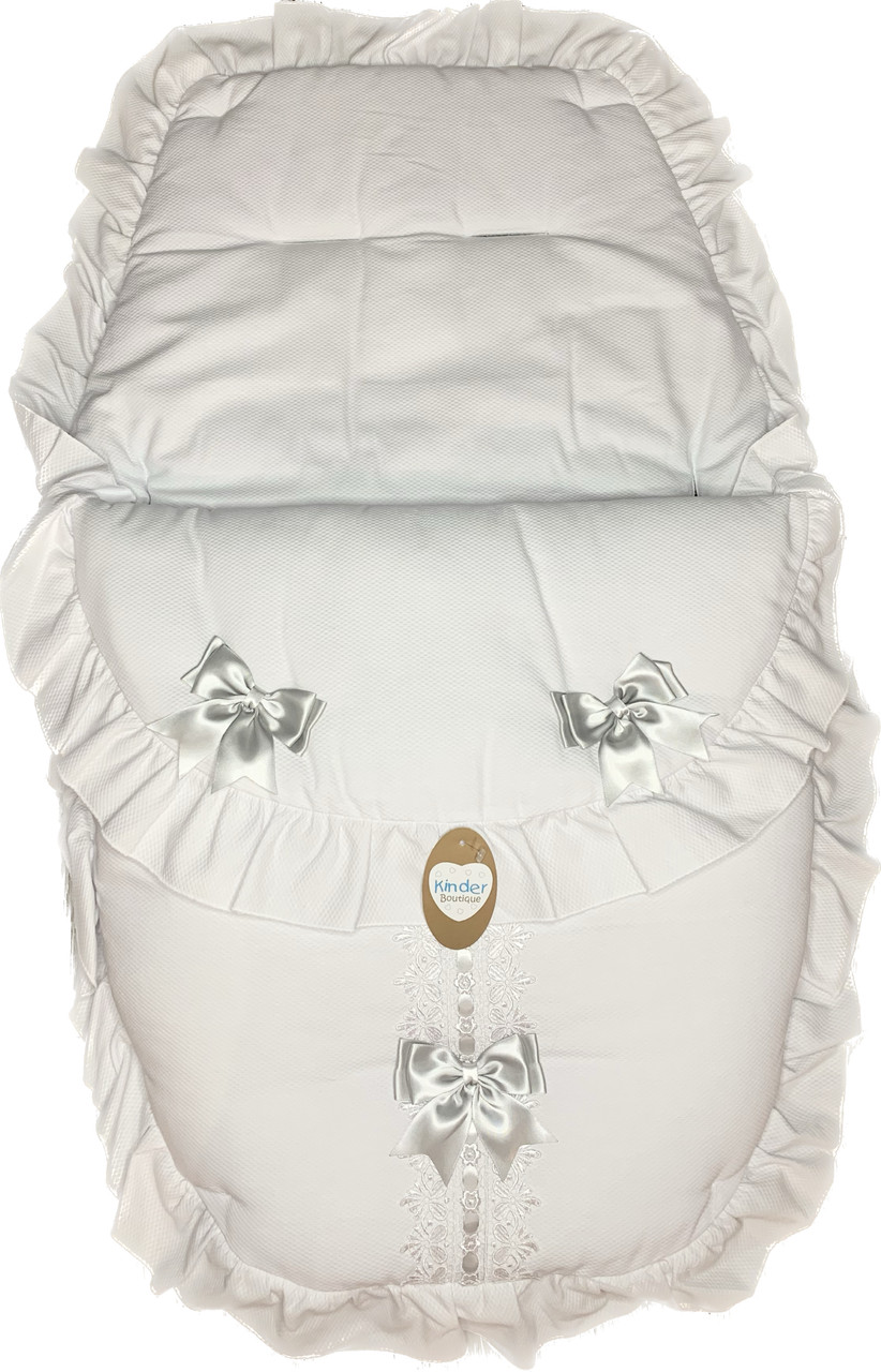 Kinder 5823 Waffle Ribbon Slot Lace, Frill Buggy Liner Cosy Toes