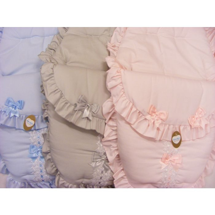 Kinder 5823 Waffle Ribbon Slot Lace, Frill Buggy Liner Cosy Toes